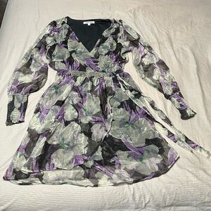 Mimi Chica women’s Purple/Gray Bishop Sleeve Dress size large